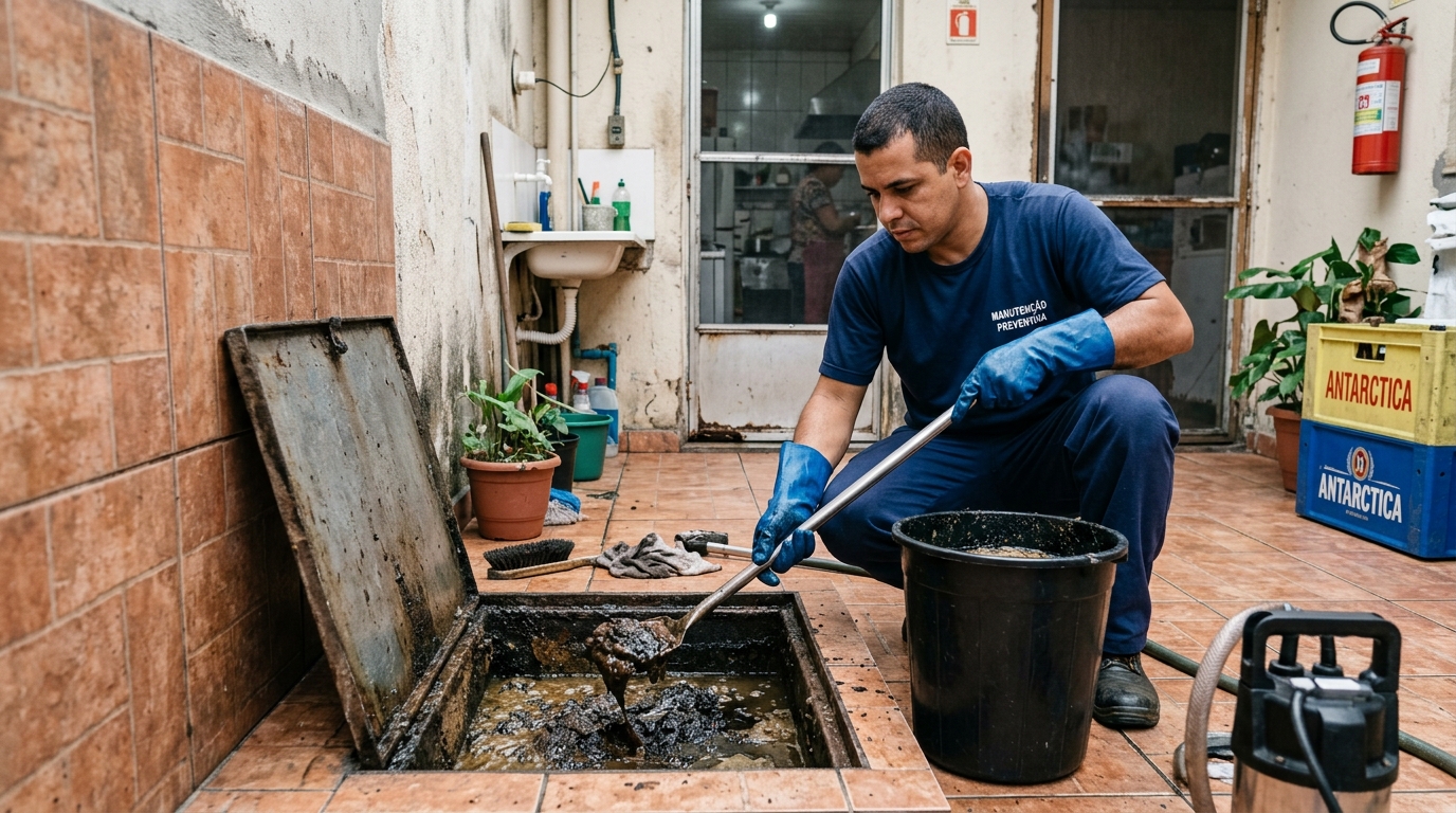 Equipe de limpeza de caixa de gordura em Porto Alegre-RS