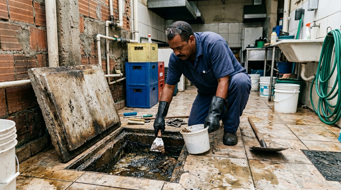 Limpeza de caixa de gordura residencial em Porto Alegre-RS