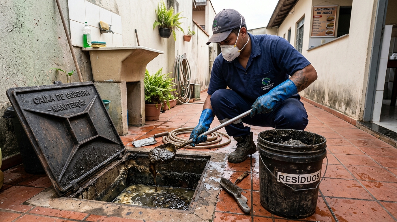Remoção de lodo de caixa de gordura em Porto Alegre-RS